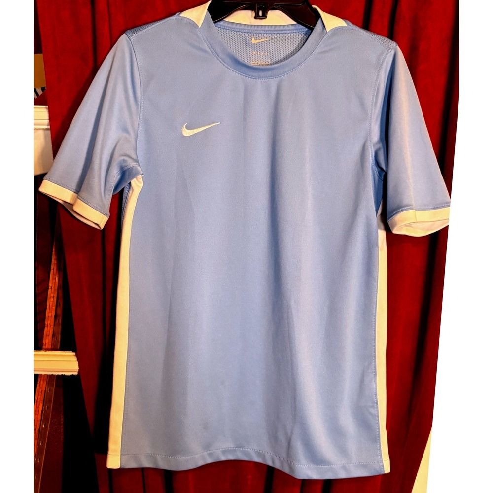 Nike Soccer Jersey Kids Large Blue Good Dri-FIT Short Sleeve Mesh Athletic Shirt